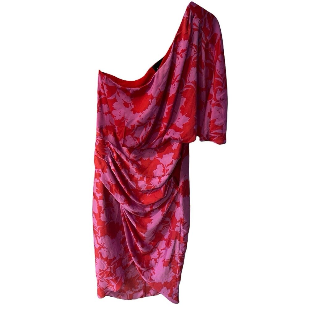 DO+BE Red and Pink One-Shoulder Midi Dress